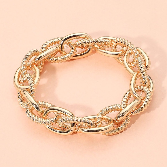 Gold Textured Stretch Bracelet - Picture 2 of 2